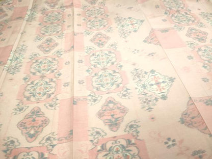 平和屋着物▽上質な紬 単衣 花唐草文 正絹 逸品 DAAU6410sf