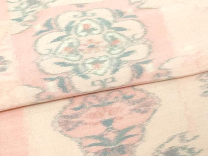平和屋着物▽上質な紬 単衣 花唐草文 正絹 逸品 DAAU6410sf