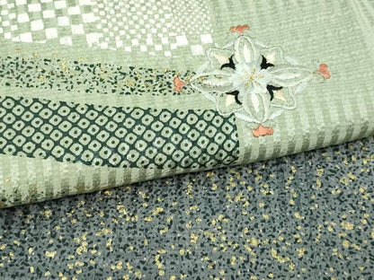 平和屋着物▽訪問着 単衣 刺繍 舞花文 金彩 正絹 逸品 DAAU6411sf