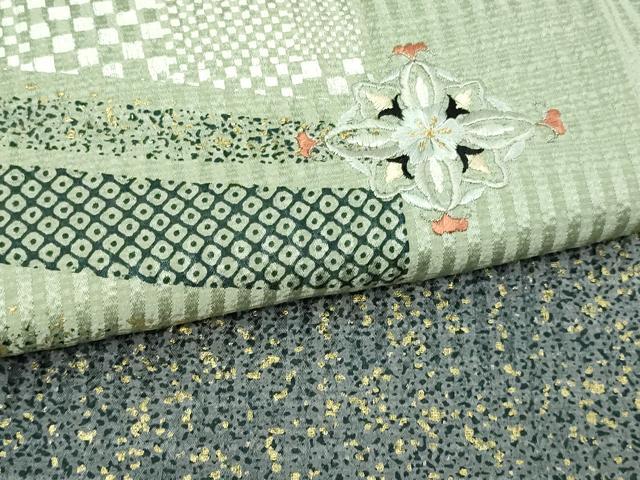 平和屋着物▽訪問着 単衣 刺繍 舞花文 金彩 正絹 逸品 DAAU6411sf