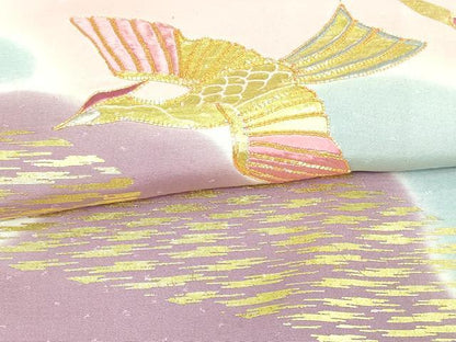 平和屋着物▽訪問着 単衣 駒刺繍 鳳凰文 暈し染め 金彩 正絹 逸品 DAAU6413sf