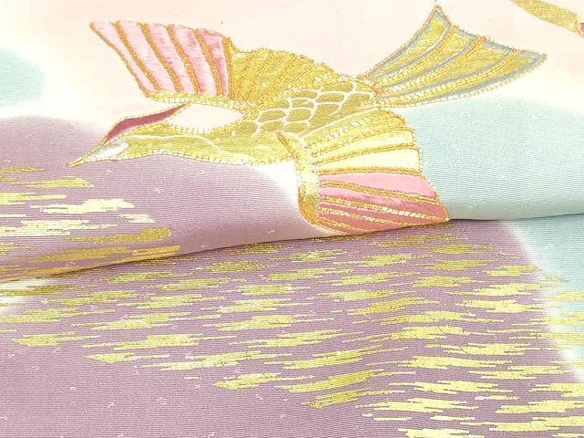 平和屋着物▽訪問着 単衣 駒刺繍 鳳凰文 暈し染め 金彩 正絹 逸品 DAAU6413sf