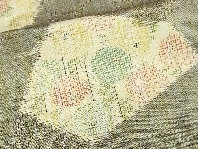 平和屋着物▽上質な紬 単衣 牡丹 正絹 逸品 DAAU6414sf