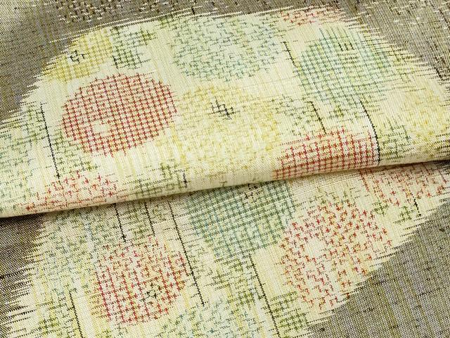 平和屋着物▽上質な紬 単衣 牡丹 正絹 逸品 DAAU6414sf