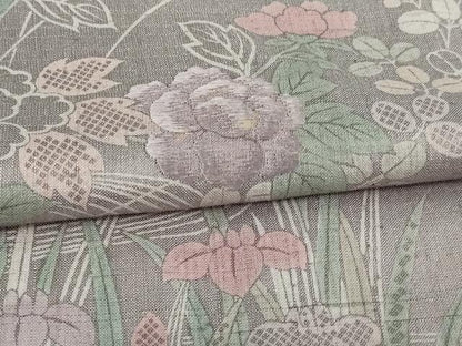 平和屋着物▽訪問着 単衣 刺繍 紬地 流水草花文 正絹 逸品 DAAU6415sf