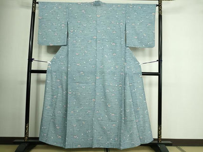 平和屋着物▽小紋 単衣 流水舞花文 洗える着物 DAAU6416sf