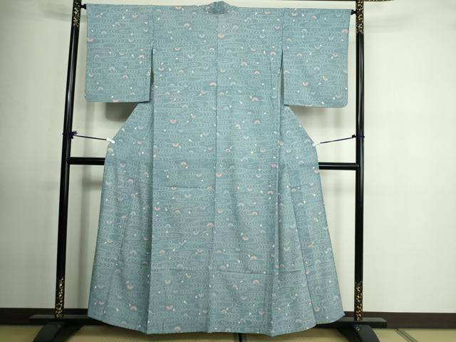 平和屋着物▽小紋 単衣 流水舞花文 洗える着物 DAAU6416sf