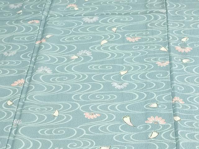 平和屋着物▽小紋 単衣 流水舞花文 洗える着物 DAAU6416sf