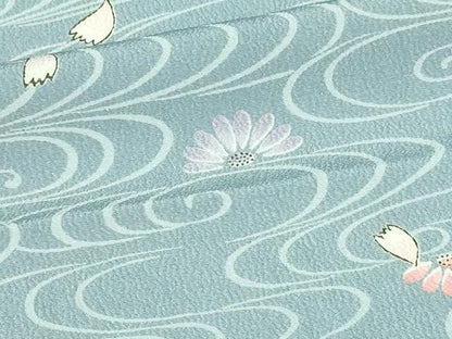 平和屋着物▽小紋 単衣 流水舞花文 洗える着物 DAAU6416sf