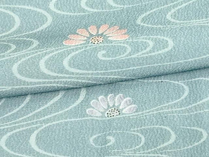平和屋着物▽小紋 単衣 流水舞花文 洗える着物 DAAU6416sf