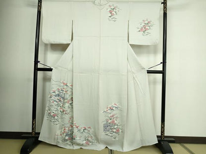 平和屋着物▽訪問着 単衣 駒刺繍 風景草花文 正絹 逸品 DAAU6417sf