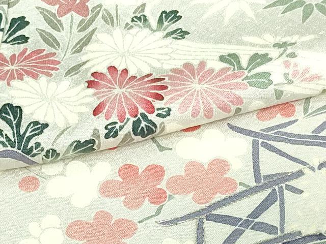 平和屋着物▽訪問着 単衣 駒刺繍 風景草花文 正絹 逸品 DAAU6417sf