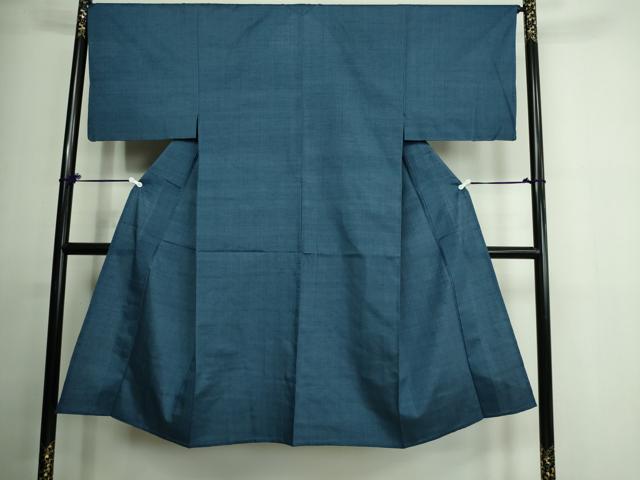 平和屋着物▽男性 紬 単衣 青藍色 正絹 逸品 未使用 DAAU6422sf