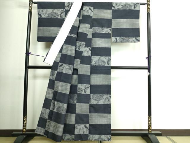 平和屋着物▽上質な紬 単衣 赤城玉糸 風景文 伝統工芸士 馬渕登 反端付き 正絹 逸品 DAAU6423sf