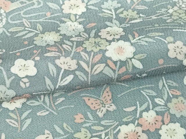 平和屋着物▽上質な小紋 単衣 花蝶文 正絹 逸品 DAAU6424sf