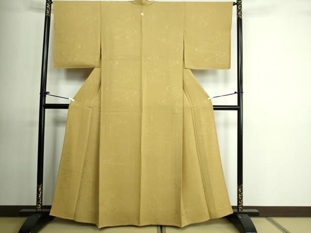 平和屋着物▽上質な色無地 単衣 流水地紋 浅黄色 正絹 逸品 DAAU6426sf