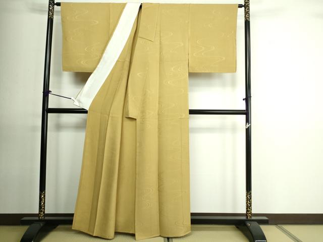 平和屋着物▽上質な色無地 単衣 流水地紋 浅黄色 正絹 逸品 DAAU6426sf