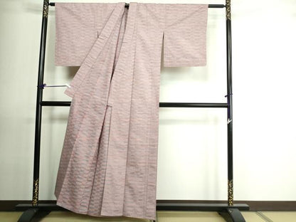 平和屋着物▽上質な紬 単衣 横段文 正絹 逸品 DAAU6428sf