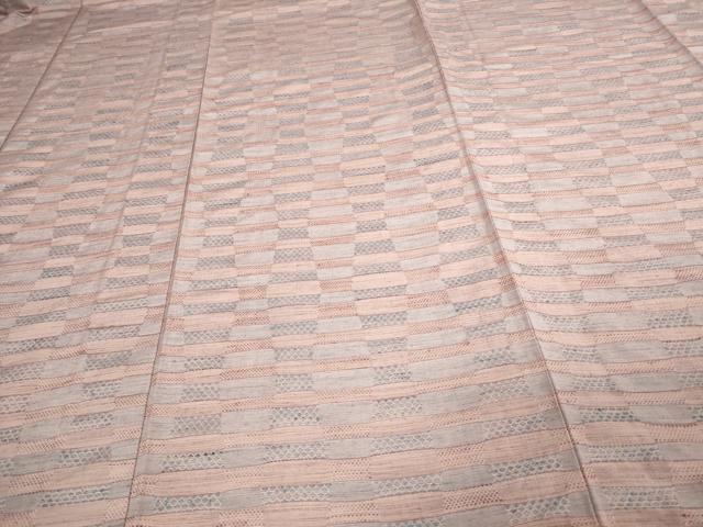 平和屋着物▽上質な紬 単衣 横段文 正絹 逸品 DAAU6428sf