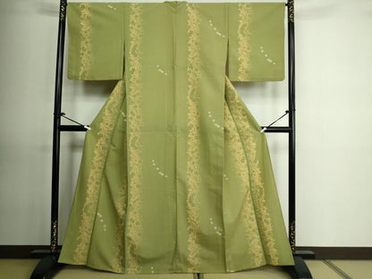 平和屋着物▽小紋　単衣　草花文　洗える着物　DAAU6431sf