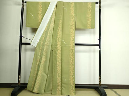 平和屋着物▽小紋　単衣　草花文　洗える着物　DAAU6431sf