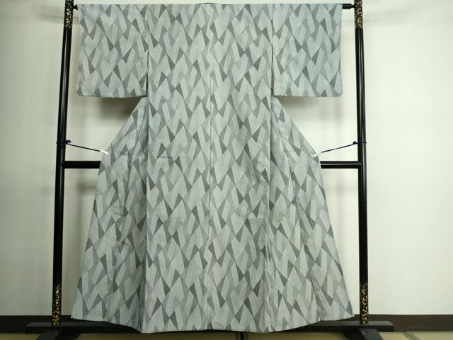 平和屋着物▽小紋　単衣　菱文　洗える着物　DAAU6434sf