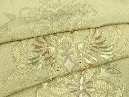 平和屋着物▽中国三大刺繍　スワトウ刺繍　汕頭刺繍　総刺繍　訪問着　単衣　鳳凰正倉院花文　正絹　逸品　DAAU6435sf