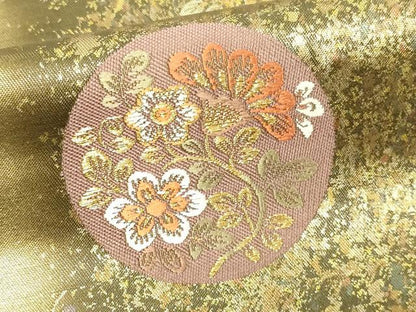 平和屋着物▼六通柄袋帯　唐織　花鳥丸文　金糸　正絹　逸品　DAAU6511sf