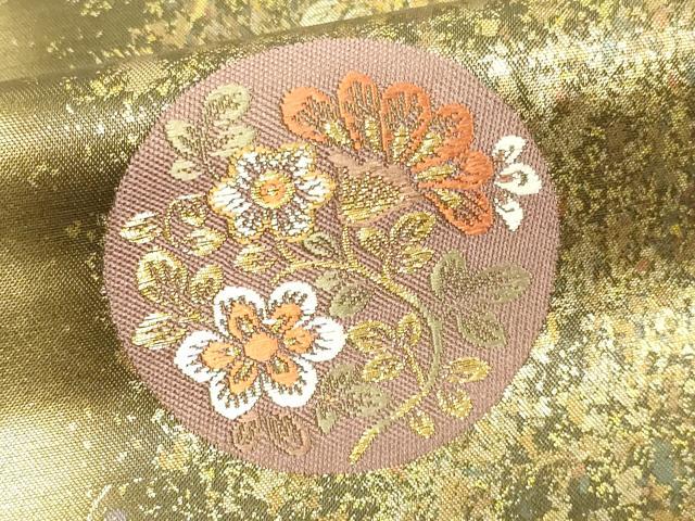 平和屋着物▼六通柄袋帯　唐織　花鳥丸文　金糸　正絹　逸品　DAAU6511sf