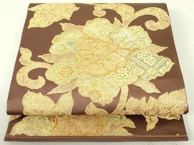 平和屋着物●西陣最高峰・北尾織物匠　六通柄袋帯　絢華公家牡丹文　本金糸　本金箔　正絹　逸品　未使用　DAAU6528ob