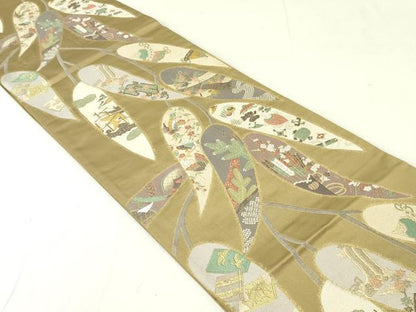平和屋着物●六通柄袋帯 鬼壁錦 延祥秀宝文 金糸 正絹 逸品 DAAU6545ob