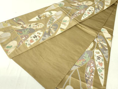 平和屋着物●六通柄袋帯 鬼壁錦 延祥秀宝文 金糸 正絹 逸品 DAAU6545ob