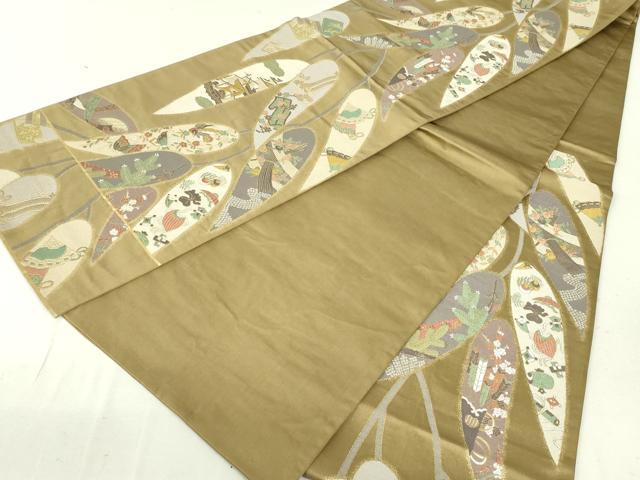 平和屋着物●六通柄袋帯 鬼壁錦 延祥秀宝文 金糸 正絹 逸品 DAAU6545ob