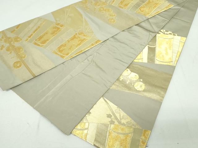 平和屋着物▼六通柄袋帯　枝花竹文　金糸　正絹　逸品　DAAU6566ob