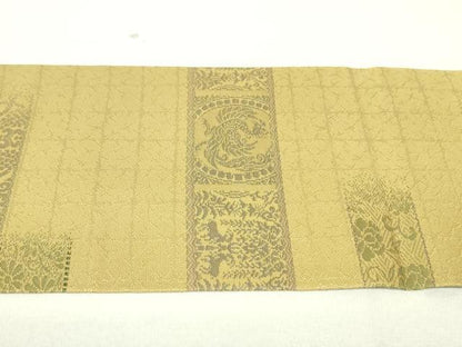 平和屋着物●九寸名古屋帯　鳳凰花唐草横段文　正絹　逸品　DAAU6600ob