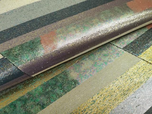 平和屋着物●六通柄袋帯 松皮菱横段文 金銀糸 引箔 正絹 逸品 DAAU6616ob