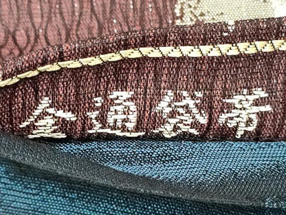 平和屋着物▽全通柄袋帯 スリーシーズン 春夏秋 変わり市松文様 銀糸 正絹 逸品 未使用 DAAU6618ob