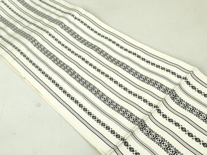 平和屋着物●本場筑前博多織　八寸名古屋帯　献上　生成り色　正絹　逸品　DAAU6619ob