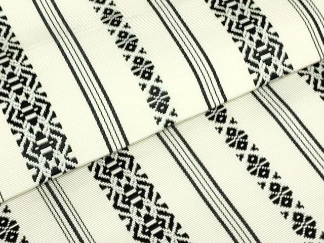 平和屋着物●本場筑前博多織　八寸名古屋帯　献上　生成り色　正絹　逸品　DAAU6619ob