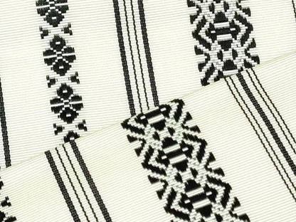 平和屋着物●本場筑前博多織　八寸名古屋帯　献上　生成り色　正絹　逸品　DAAU6619ob