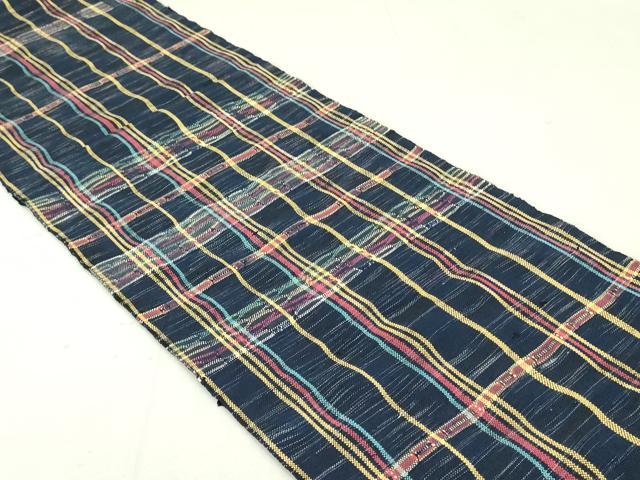 平和屋着物●八寸名古屋帯 紬地 格子 正絹 逸品 DAAU6632ob