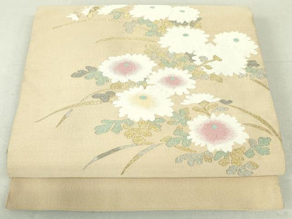平和屋着物●爪掻き本綴れ　八寸名古屋帯　草花文　金銀糸　正絹　逸品　DAAU6634ob