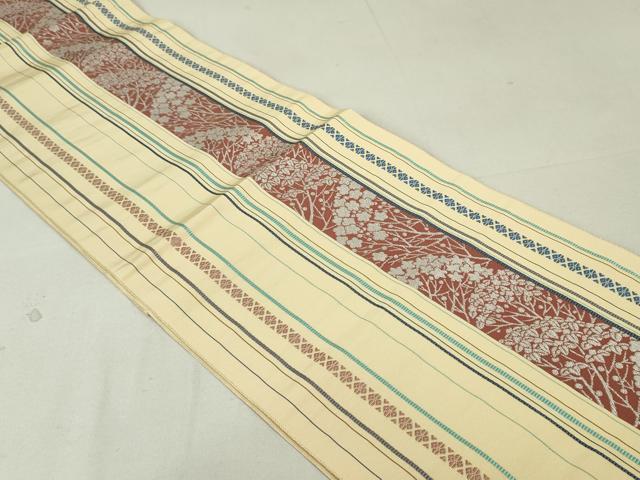 平和屋着物●本場筑前博多織 八寸名古屋帯 献上 草花間道 正絹 逸品 DAAU6651ob