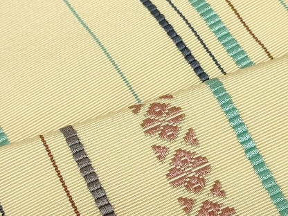 平和屋着物●本場筑前博多織 八寸名古屋帯 献上 草花間道 正絹 逸品 DAAU6651ob