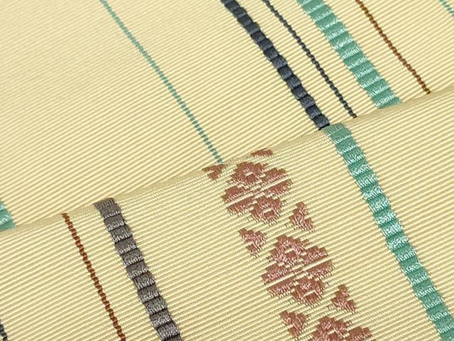 平和屋着物●本場筑前博多織 八寸名古屋帯 献上 草花間道 正絹 逸品 DAAU6651ob
