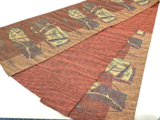 平和屋着物▼六通柄袋帯 紬地 切嵌枝葉文 金糸 正絹 逸品 DAAU6654ob