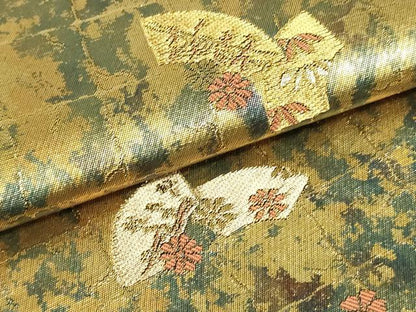平和屋着物●西陣 服部織物謹製 六通柄袋帯 地紙重ね市松花文 金糸 引箔 正絹 逸品 DAAU6665ob
