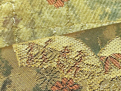 平和屋着物●西陣 服部織物謹製 六通柄袋帯 地紙重ね市松花文 金糸 引箔 正絹 逸品 DAAU6665ob