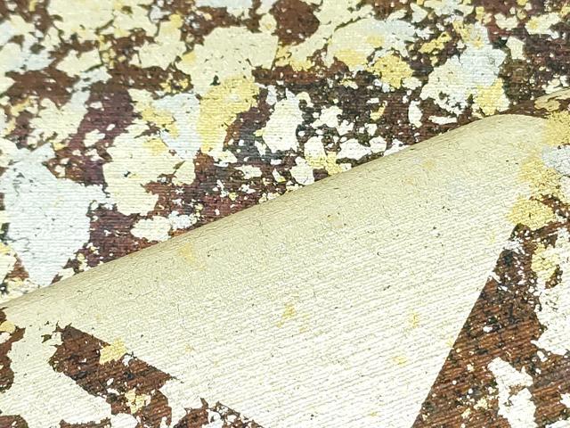 平和屋着物●全通柄袋帯 紬地 霞菱文 金銀糸 引箔 正絹 逸品 DAAU6691ob