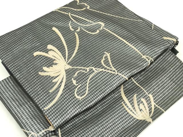 平和屋着物▽つけ帯 スリーシーズン 春夏秋 枝花文 銀通し地 正絹 逸品 未使用 DAAU6697ob